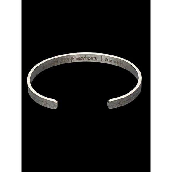 Inspirational Stainless-Steel Bracelet - Through Deep Waters I Am With You - Picture 2 of 4